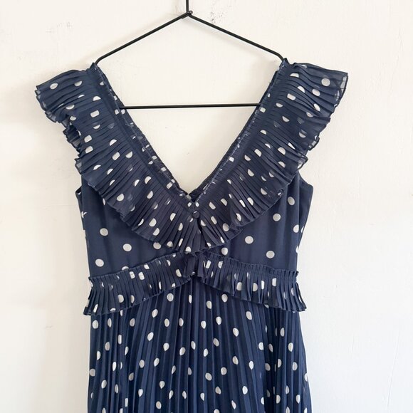 Sezane Rachelle Navy Ecru Dots Dress EU 34 / US 4 - Picture 3 of 7